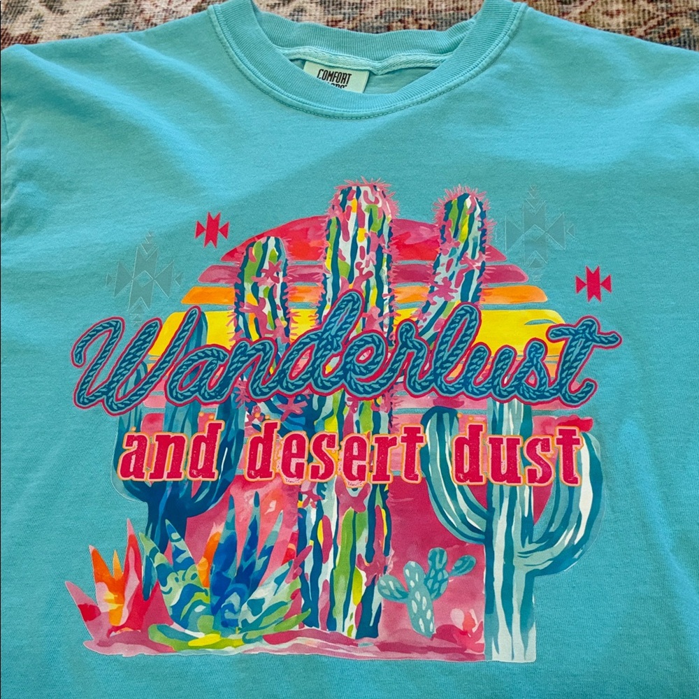Cactus design Blue Graphic T-Shirt size Medium